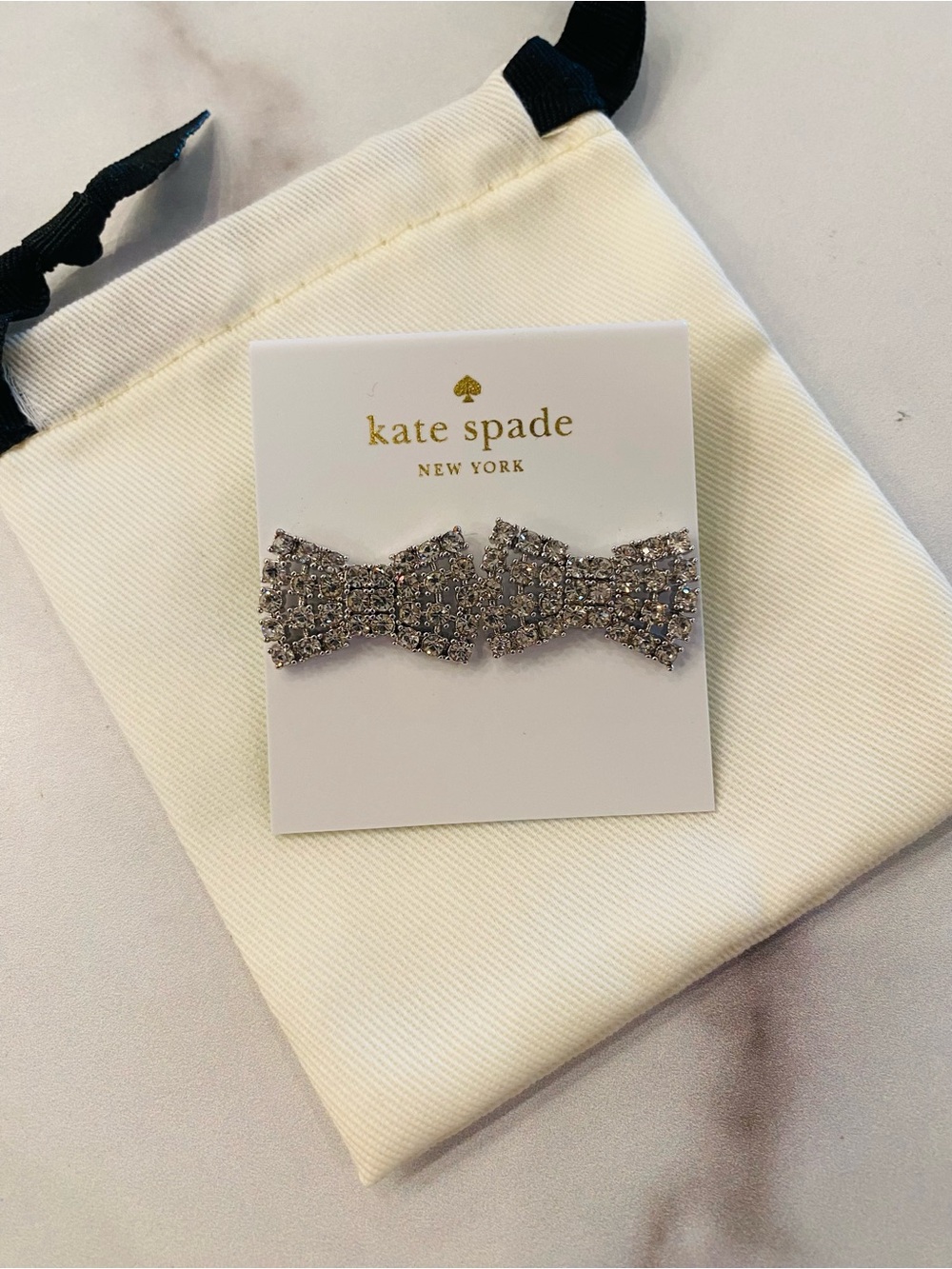 KATE SPADE Sparkling Bow Silver Stud Earrings